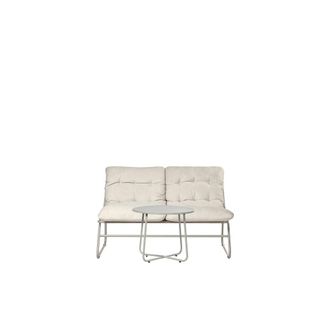Klast Conjunto de jard&iacute;n sof&aacute; de 2 plazas y mesa de centro en metal beige