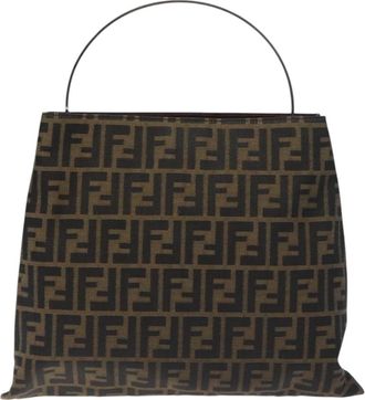 Fendi Zucca Brown Canvas Handbag (Pre-Owned)