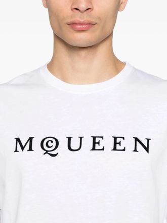 Alexander McQueen Alexander Mcqueen Mens Flocked Logo T-Shirt in White