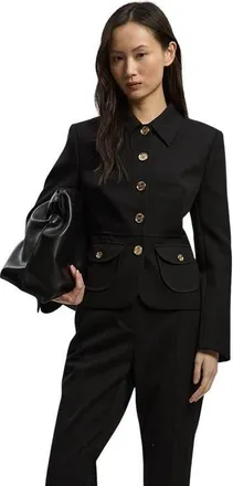 Karen Millen Petite Textured Tailored Jacket in Black at Nordstrom, Size 6