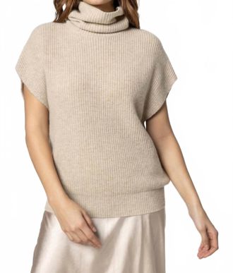 Lilla P Cashmere Blend Ribbed Turtleneck Sweater In Husk