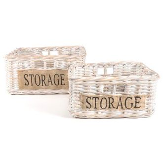 Happimess Reed Southwestern Hand-Woven Rattan Nesting Baskets with Handles in White Wash/kubu Gray at Nordstrom