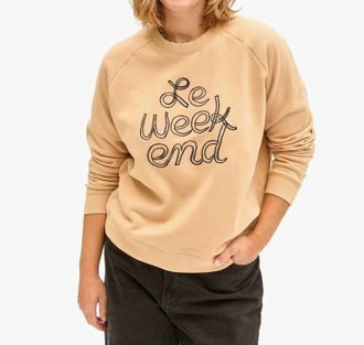Clare Vivier Le Weekend Sweatshirt In Sand Navy
