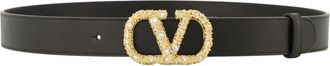 Valentino Garavani VLogo Signature Belt - female - Valentino Garavani - Belts - Black - 80 CM - Accessories