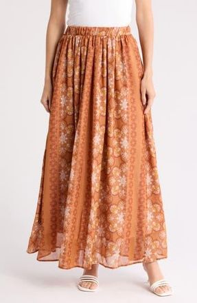Renee C Print Sheer Maxi Skirt in Rust at Nordstrom Rack, Size X-Small