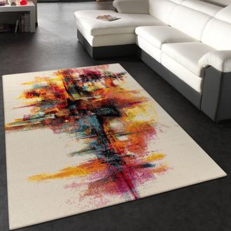 Paco Home Paco Home - Alfombra Moderna Splash Dise&ntilde;o Cepillo De Colores Novedad Embalaje Original 120x170 Cm