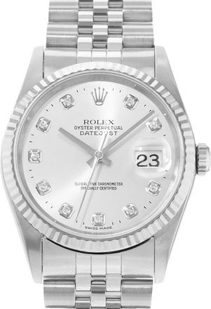 Rolex Pre-owned Rolex Datejust 36 Automatic Chronometer Diamond Silver Dial Mens Watch 16234 SDJ