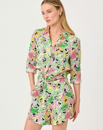 Lilly Pulitzer Sea View Linen Button Down Shirt