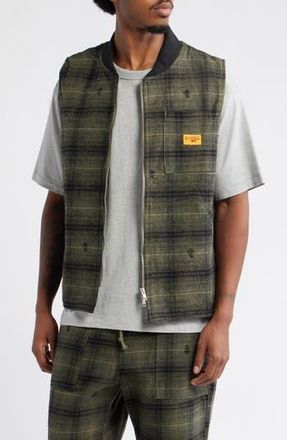 Service Works Thistle Plaid Organic Cotton Work Vest in Olive at Nordstrom Rack, Size Large