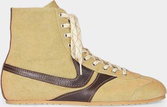 Dries Van Noten Contrast Leather-Striped High-Top Sneakers