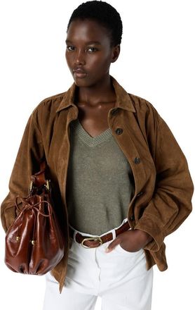 Gerard Darel Lylou 3/4 Sleeve V-Neck Knit Top in Medium Khaki at Nordstrom, Size X-Large