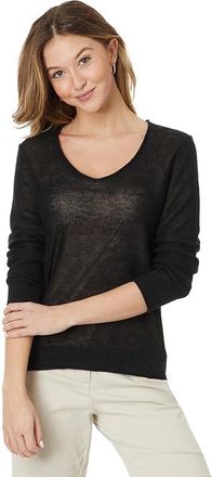 Tommy Bahama Cedar Linen LS V-Neck Womens Sweater Black : LG (US 12-14)