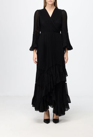 Twinset Pleated Cr&ecirc;pe V-Neck Midi Wrap Dress
