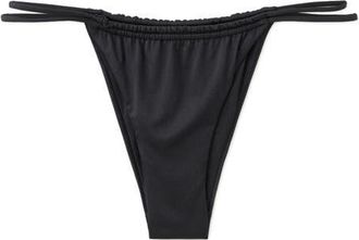 Mango Starring Hailey Bieber Double Strap Cheeky Bikini Bottoms in Black at Nordstrom, Size X-Small