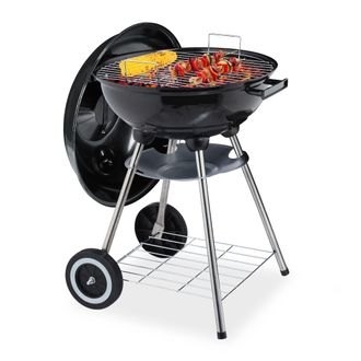 Relaxdays Relaxdays Barbacoa Con Tapa, Bandeja Y Recipiente Para Cenizas, Port&aacute;til, Jard&iacute;n Y Camping, Grill 40 Cm &Oslash;, Bbq, Negro