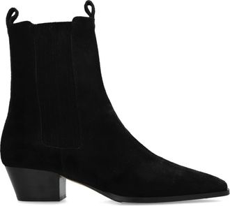 Aeyde Agata enkellaarsjes met hak - Dames - Cowboylaarzen - Zwart - 37 EU - Leer - Schoenen