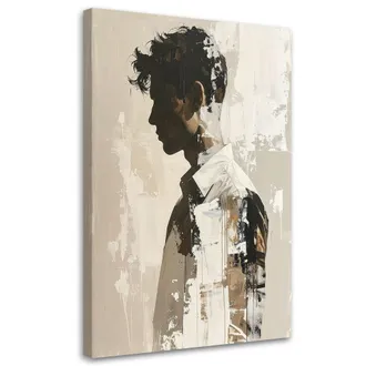 Feeby Impresi&oacute;n De Imagen Perfil Masculino En Una Composici&oacute;n En Negro Y Beige 80x120