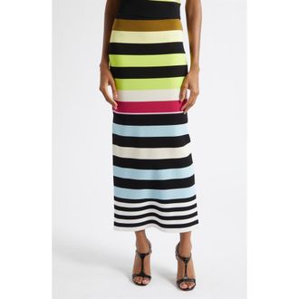 Christopher John Rogers Stripe Milano Stitch Sweater Skirt in New Sulphur Multi at Nordstrom, Size X-Small