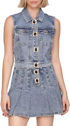 Avec Les Filles Crop Denim Vest in Essex Blue Wash at Nordstrom, Size X-Small