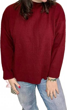 Blu Pepper Solid Mock Neck Seam Front Knit Sweater In Rosewood