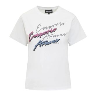 Emporio Armani T-Shirts, female, White, Size: XS Logo Print T-Shirt