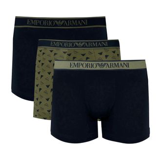 Emporio Armani Confezione da tre boxer aderenti in jersey elasticizzato con girovita logato - - Underwear - Uomo - Nero - S