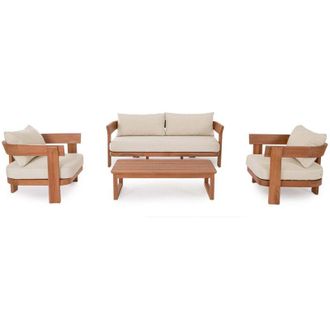Decorspace Salottino con cuscini Evora in legno teak da giardino e veranda
