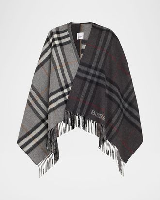 Burberry Giant Check Logo Cashmere-Blend Cape