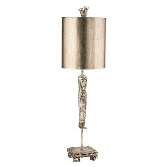 Loops Table Lamp Stacked Base Swivel Feet Sculpted Metal Stem Aged Silver LED E27 60W in Metallics