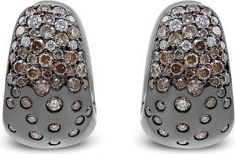 House of Brilliance 18K White Gold 2 1/4 Cttw Diamond Huggy Hoop Earring in Black at Nordstrom