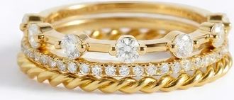 Mint & Lily Modern Ring Stack in Gold at Nordstrom, Size 6