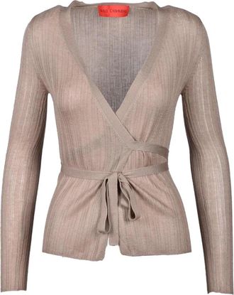 Wild Cashmere Zijde Kasjmier Gekruiste Vest - Dames - Vesten - Beige - M - Kasjmier - Truien & Vesten