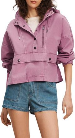 Veronica Beard Cunningham Half Snap Cotton Hoodie in Orchid Haze at Nordstrom, Size Medium