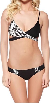 L*Space Chloe Wrap Bikini Top In Ivory Coast Black