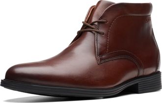 Clarks Mens Whiddon Mid Chukka Boot, Mahogany Leather, 10 UK Wide