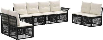 vidaXL Conjunto De Sof&aacute;s De Jard&iacute;n 8 Uds. Negro Rat&aacute;n Sint&eacute;tico Vidaxl