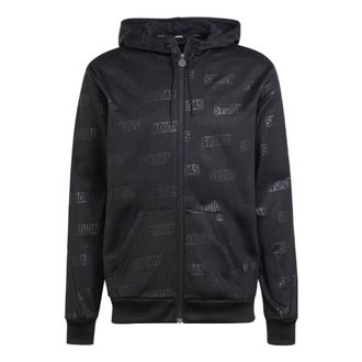adidas Original Embossed Polar Fleece Full-Zip Hoodie Black IJ6427