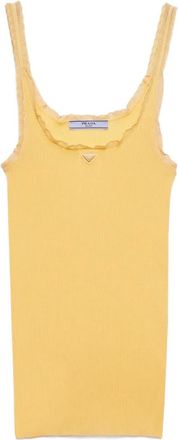 Prada ribbed cotton top - women - Cotton - 42 - Yellow