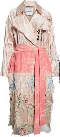 Erdem Embellished Textured Satin Trench Coat in Cameo Pink at Nordstrom, Size Medium