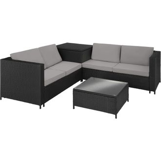 TecTake Garden Furniture Set Siena in Black | Size: 4 Person