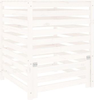 vidaXL Compostador De Madera Maciza De Pino Blanco 82,5x82,5x99,5 Cm Vidaxl