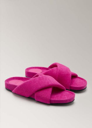 Mango Ciabatte spugna fasce incrociate fucsia - Donna - 36 - MANGO