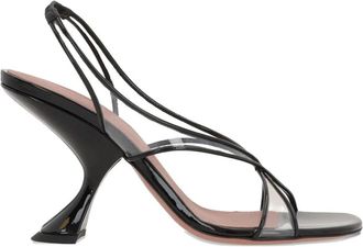 Amina Muaddi Zwarte Leren Sandalen - Dames - Sandalen met hakken - Zwart - 41 EU - Schoenen