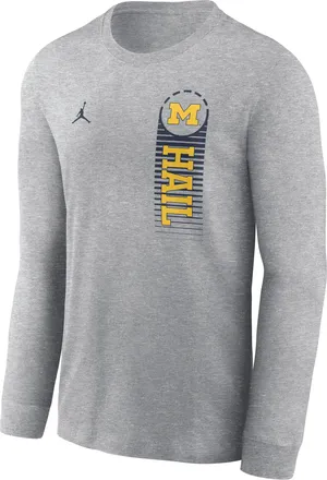 Nike Jordan Michigan Primetime Nike Mens College Long-Sleeve T-Shirt in Grey | NKAC06GMWN-VTN