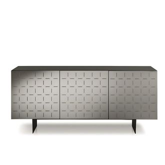 MondoViro Aparador de 3 puertas con espejo gris 180x50 h80 cm