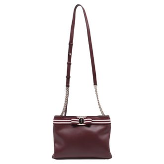 Ferragamo Ferragamo Vara Bow Shoulder Bag in Red Leather