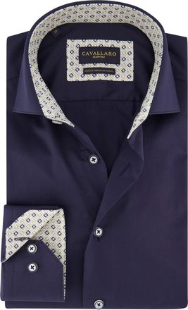 Cavallaro Navy overhemd Cavallaro Fiuggi semi wide spread boord