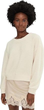Splendid Fallon Fuzzy Crew Neck Womens Sweatshirt White : LG (Womens 10-12), Nylon/Polyester