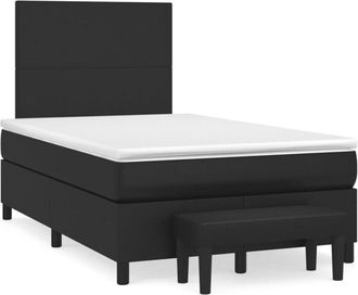 vidaXL Vidaxl - Cama Box Spring Con Colch&oacute;n Cuero Sint&eacute;tico Negro 120x190 Cm
