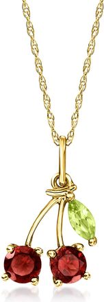 RS Pure by Ross-Simons Garnet and. Peridot Cherry Pendant Necklace in 14kt Yellow Gold